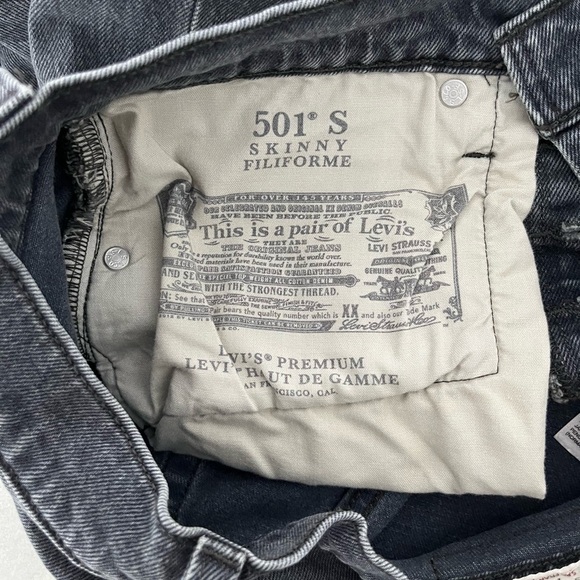 Levi’s 501 S/ Washed black/ Skinny jeans/ Button up fly/ Size 26 - Picture 10 of 16